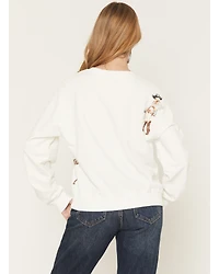 Blue B Women's Cowgirl Conversation Embroidered Crewneck
