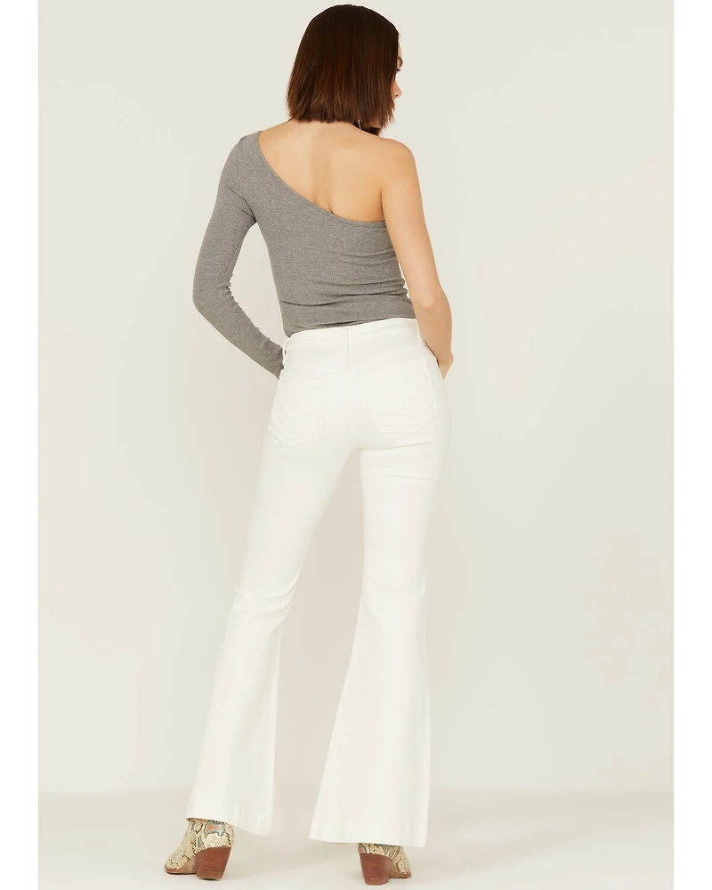 Shyanne Women's Mr. Flare Mid Rise White Cloud Dancer Jeans