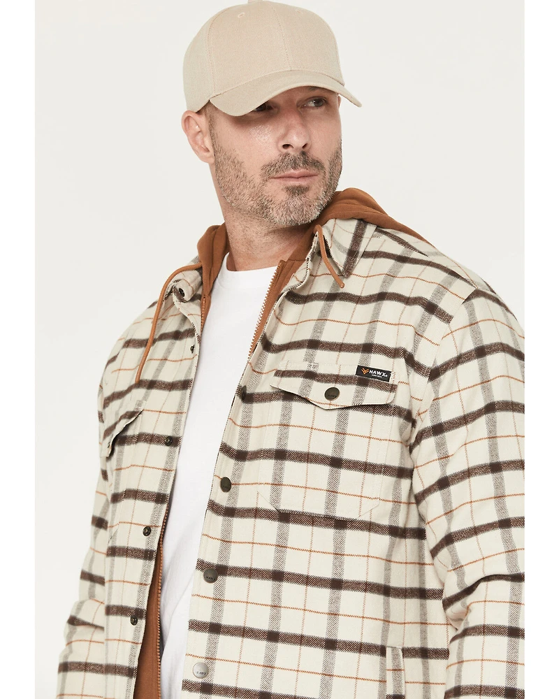 Hawx Men's Bronson Plaid Print Insulated Hooded Flannel Shirt Jacket