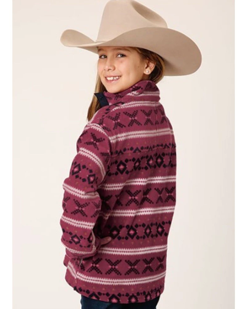 Roper Girls' Striped Print Micro Fleece Pullover