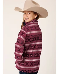 Roper Girls' Striped Print Micro Fleece Pullover