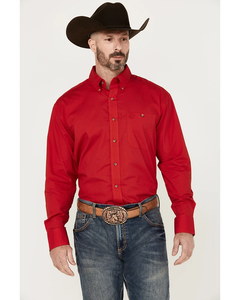 George Strait by Wrangler Men's Long Sleeve Button-Down Stretch Western Shirt