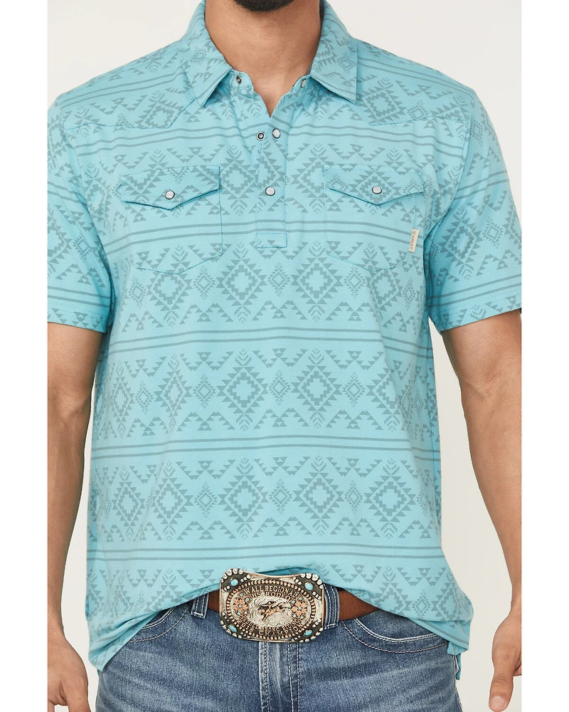 Ariat Men's Retro Southwestern Short Sleeve Pearl Snap Polo Shirt