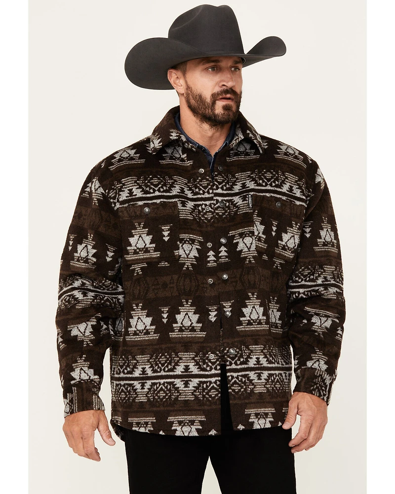 Outback Trading Co. Men's Brown Hudson Southwestern Print Long Sleeve Heavy Snap Western Shirt