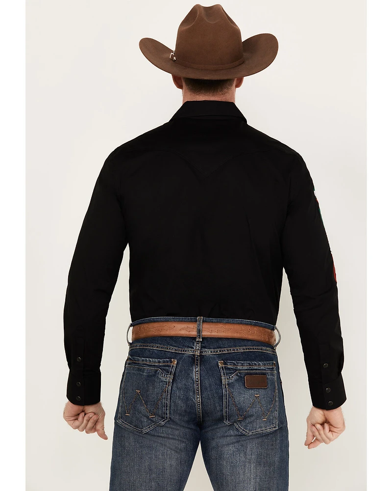 Rock & Roll Denim Men's Mexico Logo Long Sleeve Western Snap Shirt