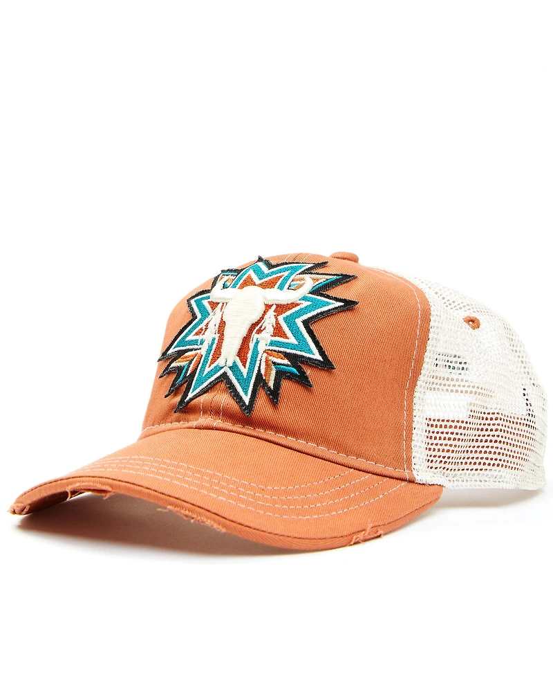 Shyanne Women's Southwestern Steerhead Embroidered Patch Mesh-Back Ball Cap