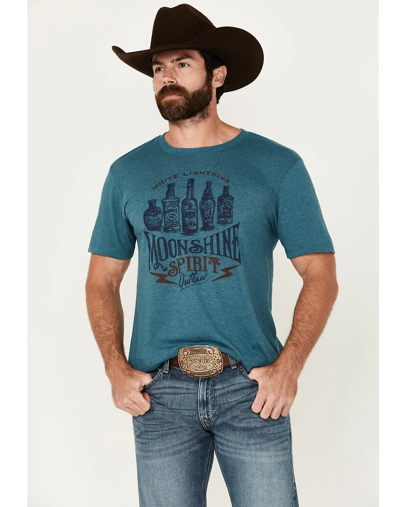 Moonshine Spirit Men's White Lightning Short Sleeve Graphic T-Shirt