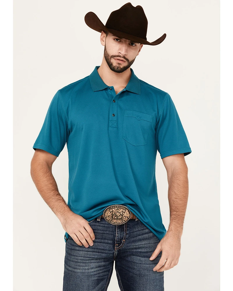 RANK 45® Men's Giza Jacquard Solid Short Sleeve Polo Shirt