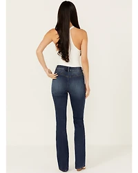 Shyanne Women's Celeste Dark Wash High Rise Seamed Back Stretch Bootcut Jeans