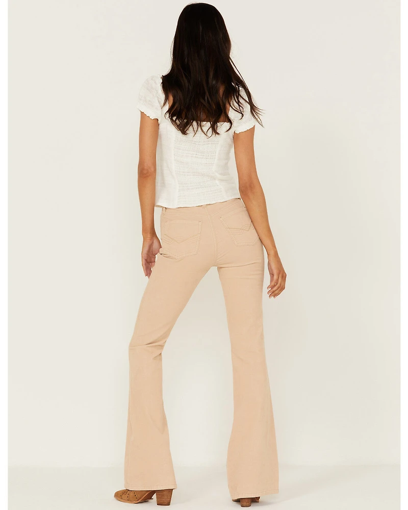 Idyllwind Women's High Risin' Irish Cream Wash Stretch Signature Back Pockets Corduroy Flare Jeans