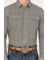 Blue Ranchwear Men's Dickens Plaid Print Long Sleeve Snap Shirt