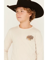 Rock & Roll Denim Boys' Buffalo Print Long Sleeve Graphic T-Shirt