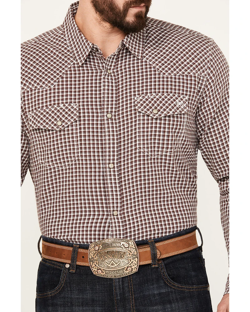 Blue Ranchwear Men's Rawlins Plaid Print Long Sleeve Western Snap Shirt
