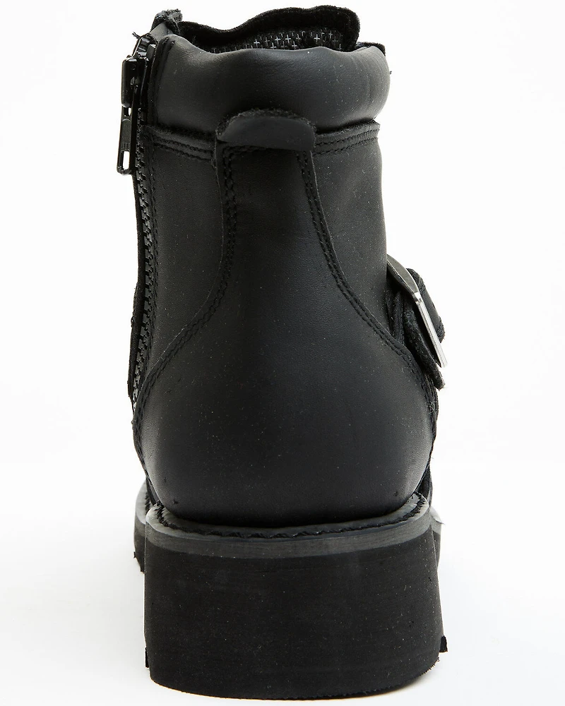 Ad Tec Women's 6" Lace Zipper Biker Boots - Soft Toe