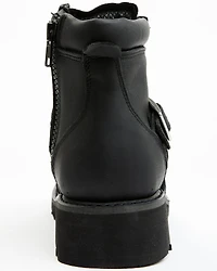 Ad Tec Women's 6" Lace Zipper Biker Boots - Soft Toe