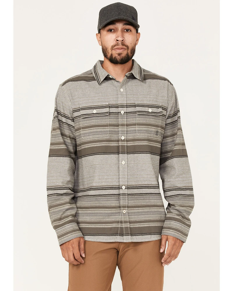 Brothers and Sons Men's Fine Line Striped Print Long Sleeve Button Down Flannel Shirt