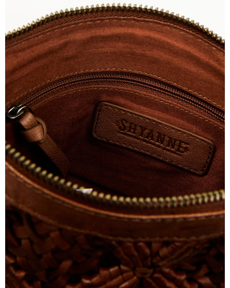 Shyanne Women's Western Heritage Woven Leather Fringe Crossbody Bag
