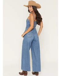 Levi's Women's Bustier Light Wash Sleeveless Wide Leg Denim Jumpsuit