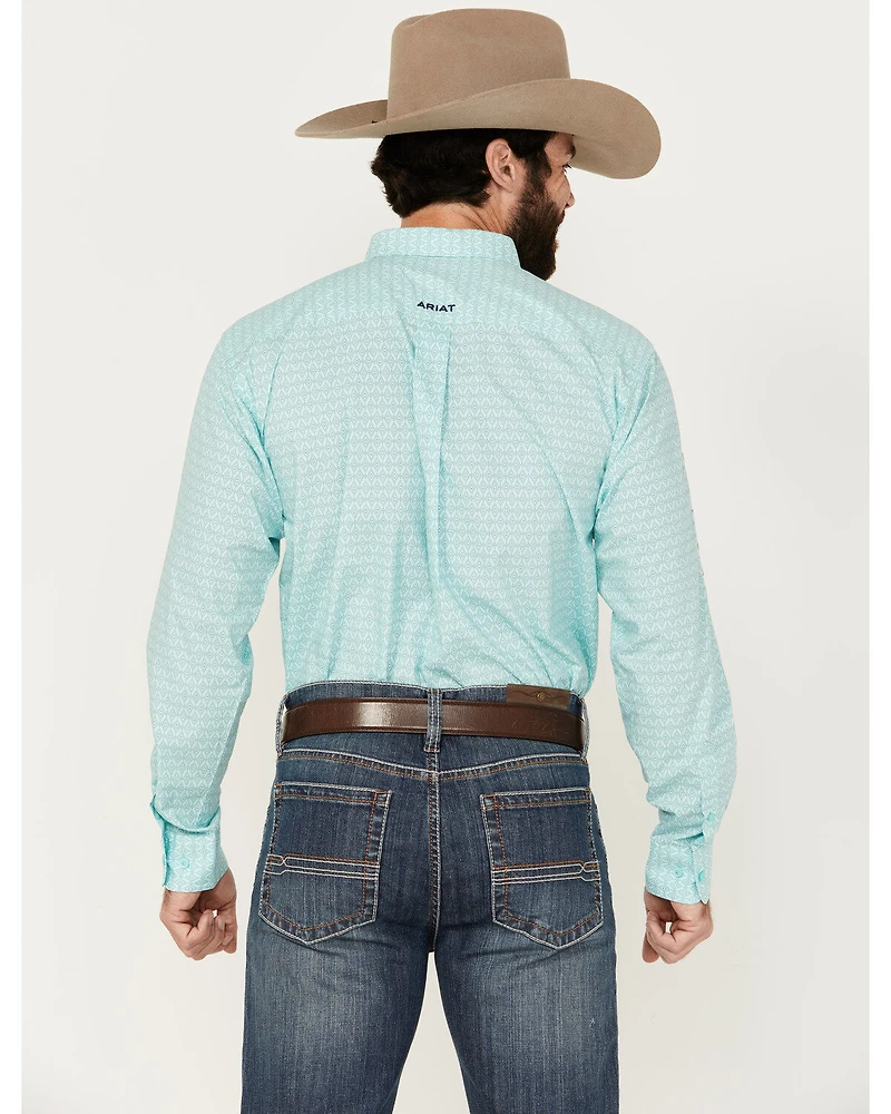 Ariat Men's Gian Team Logo Geo Print Long Sleeve Button-Down Western Shirt - Tall