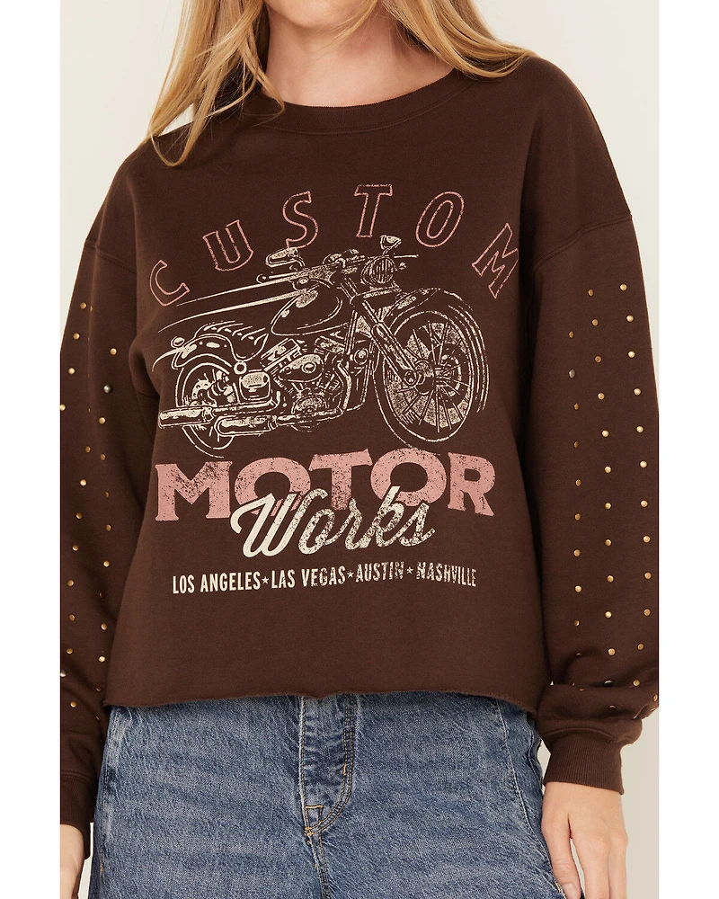 Cleo + Wolf Women's Embellished Sleeve Pullover Sweatshirt