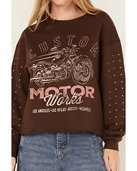 Cleo + Wolf Women's Embellished Sleeve Pullover Sweatshirt