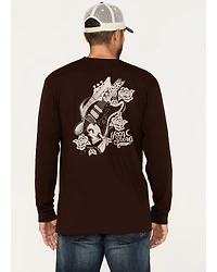 Moonshine Spirit Men's Guitar Floral Print Long Sleeve T-Shirt
