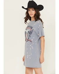 Rock & Roll Denim Women's Ramble On Short Sleeve Mini T-Shirt Dress