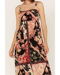 Band Of The Free Women's Anthem Sun Patchwork Floral Print Sleeveless Midi Dress