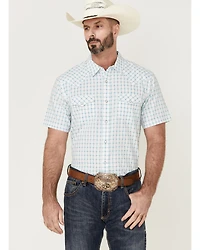 Moonshine Spirit Men's River Delta Small Plaid Short Sleeve Pearl Snap Western Shirt