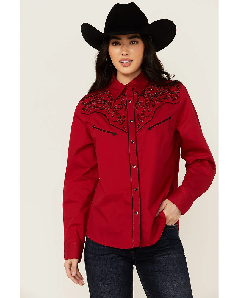 Avalon Women's Embroidered Long Sleeve Snap Western Shirt