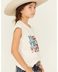 Panhandle Girls' Yeehaw Americana Short Sleeve Graphic Tee
