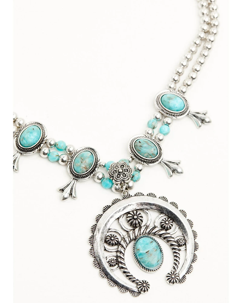 Shyanne Women's Ridge Canyon Turquoise Squash Blossom Necklace