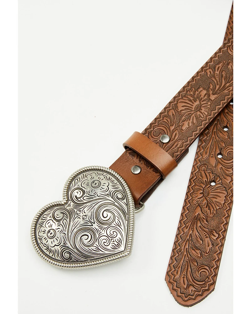 Shyanne Women's Valentina Embossed Heart Buckle Belt