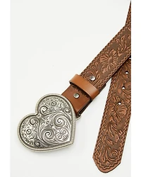 Shyanne Women's Valentina Embossed Heart Buckle Belt