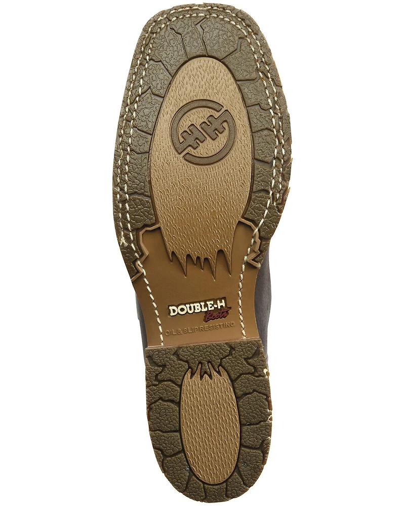 Double H Men's Dark Brown Elk Western Boots - Broad Square Toe