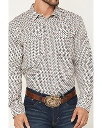 RANK 45® Men's Geometric Fuji Print Long Sleeve Snap Performance Shirt
