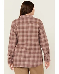 Ariat Women's Rebar Durastretch Plaid Print Long Sleeve Stretch Button-Down Flannel Work Shirt - Plus