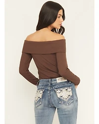 Shyanne Women's Rib Knit Off The Shoulder Long Sleeve Shirt