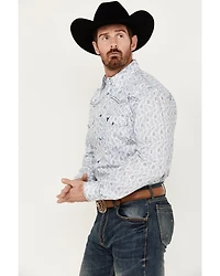 Cowboy Hardware Men's Tonal Paisley Print Long Sleeve Pearl Snap Western Shirt