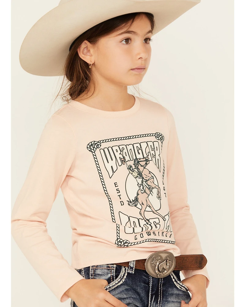 Wrangler Girls' Long Live Cowgirls Sleeve Graphic Shirt