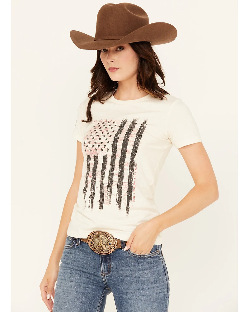 Howitzer Women's We The People Flag Short Sleeve Graphic Tee