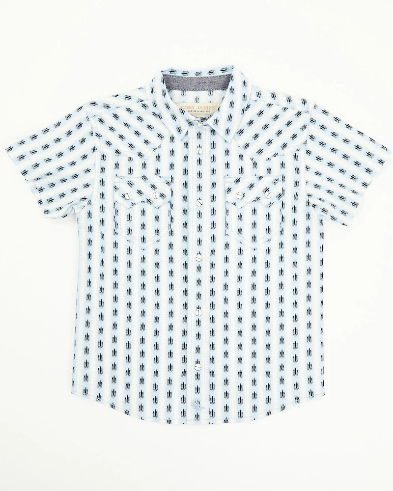 Cody James Toddler Boys' Outlaw Pass Striped Print Short Sleeve Snap Western Shirt