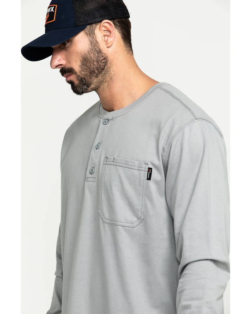 Hawx Men's FR Pocket Henley Long Sleeve Work Shirt - Tall