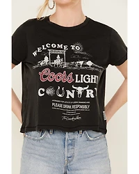 The Laundry Room Women's Rhinestone Coors Neon Light Short Sleeve Graphic Tee