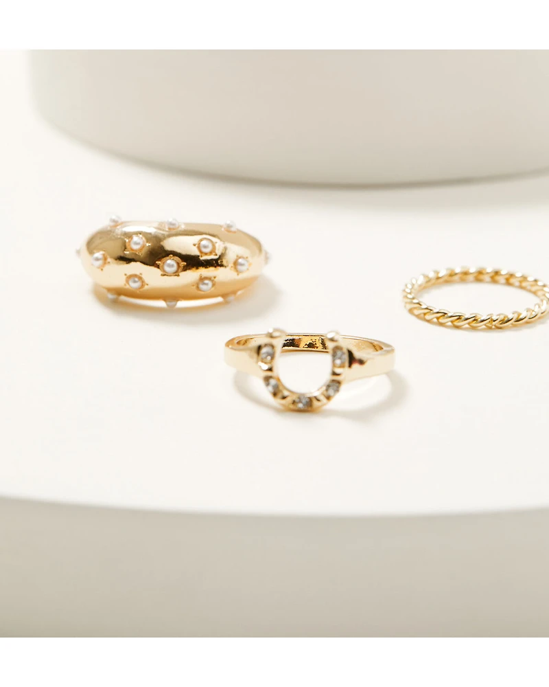 Shyanne Women's Pearls Ring Set - 4 Piece