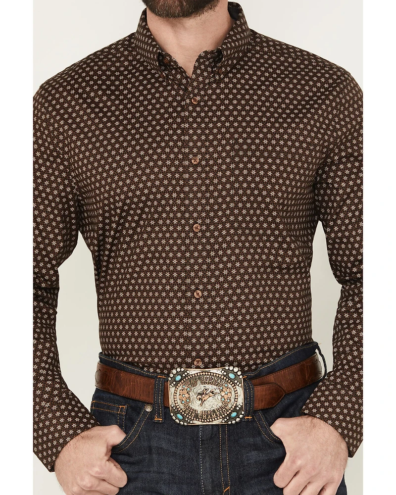 Cody James Men's Sebastian Geo Print Long Sleeve Button-Down Stretch Western Shirt