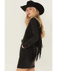 Idyllwind Women's Fringe Long Sleeve Stretch Denim Mini Dress