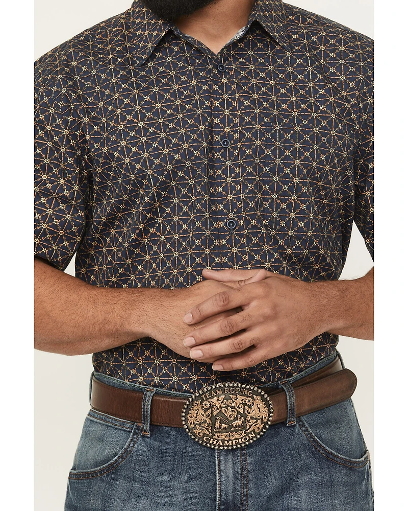 Gibson Trading Co Men's Aviara Geo Print Short Sleeve Button-Down Stretch Western Shirt