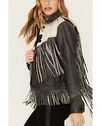 STS Ranchwear Women's Frontier Blackstone Cowhide and Fringe Leather Jacket