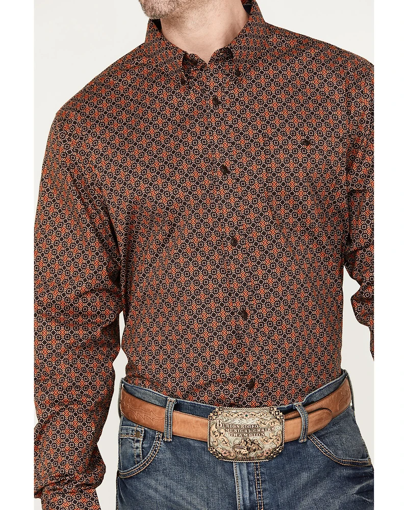 RANK 45® Men's Floral Medallion Print Long Sleeve Button-Down Western Shirt